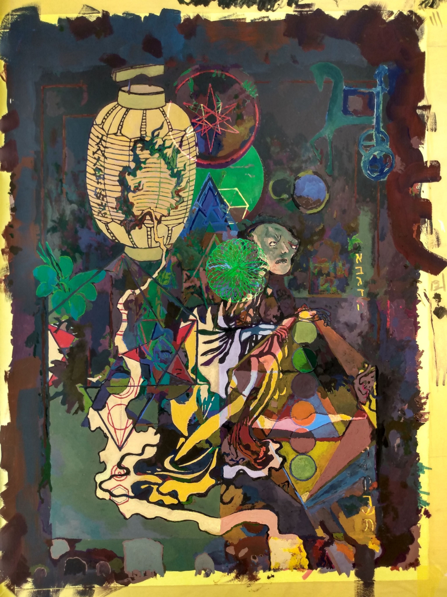 Lamp — Gouache (22" × 30" framed) painting by Ben Banker, Lamp series