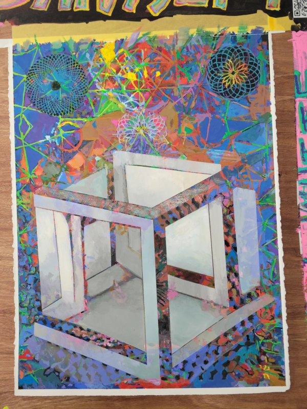 Boxed In — Gouache on 140 lb cold press paper painting by Ben Banker, Box series