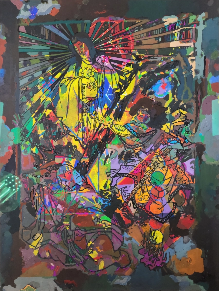 Shadowed Elegance: Dark Ninja — Gouache on 140 lb cold press paper painting by Ben Banker, Dark series