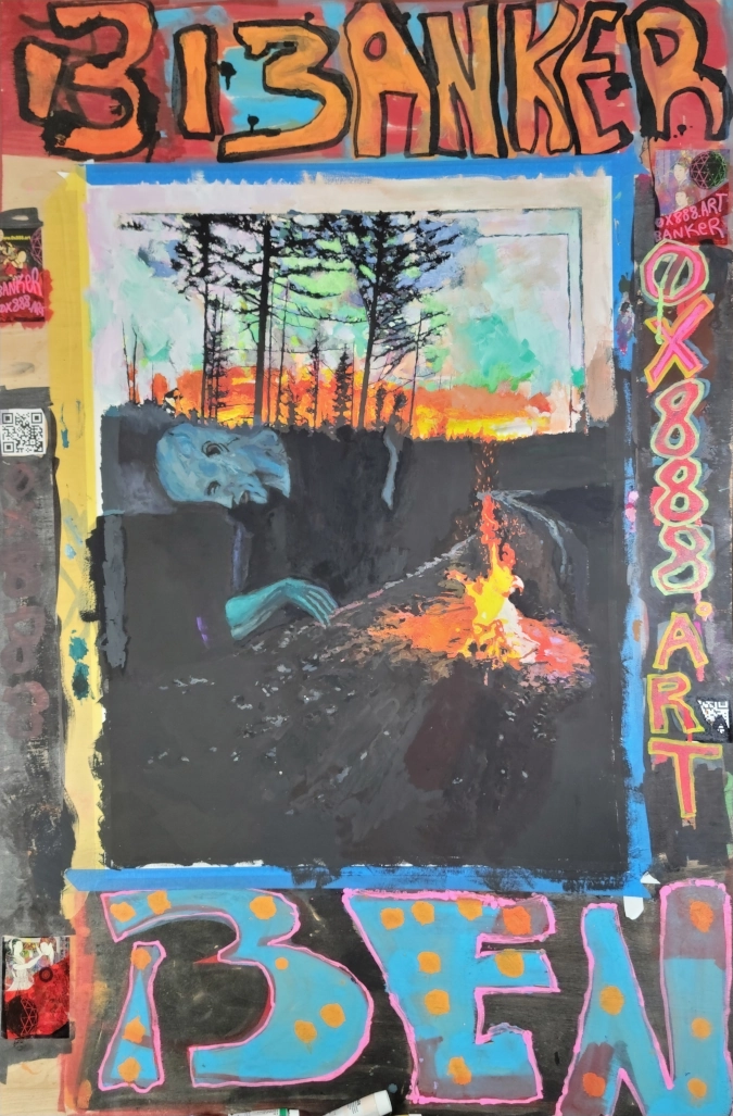 Montana Picasso Two — Gouache on 140 lb cold press paper painting by Ben Banker, Montana series