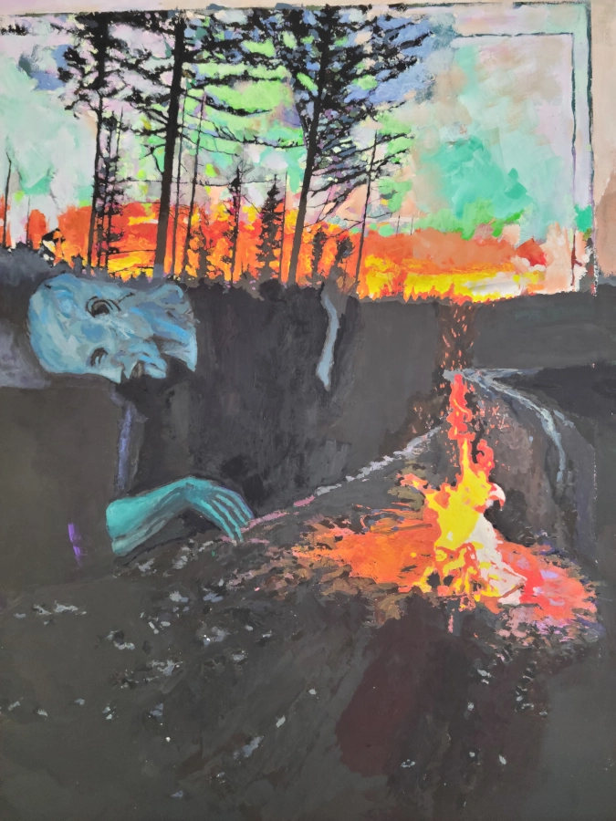 Montana Picasso Two — Gouache on 140 lb cold press paper painting by Ben Banker, Montana series