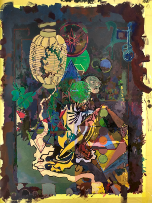 Lamp — Gouache (22" × 30" framed) painting by Ben Banker, Lamp series