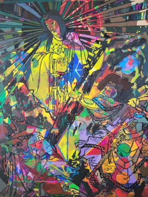 Shadowed Elegance: Dark Ninja — Gouache on 140 lb cold press paper painting by Ben Banker, Dark series